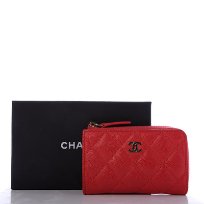 Chanel Caviar Quilted Zipped Key Holder Case Red 8 of 8