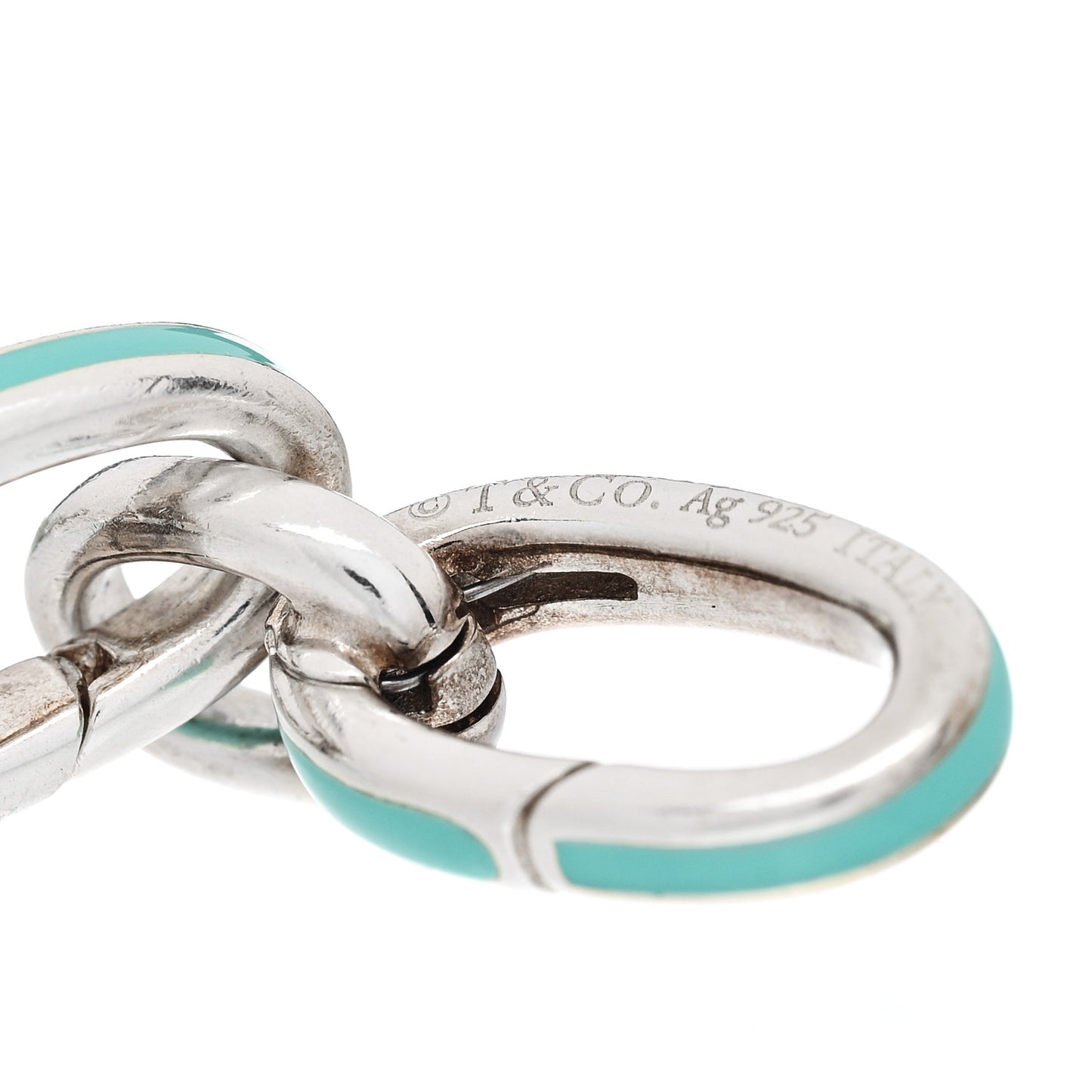 Sterling Silver Enamel Clasping Link Bracelet Blue