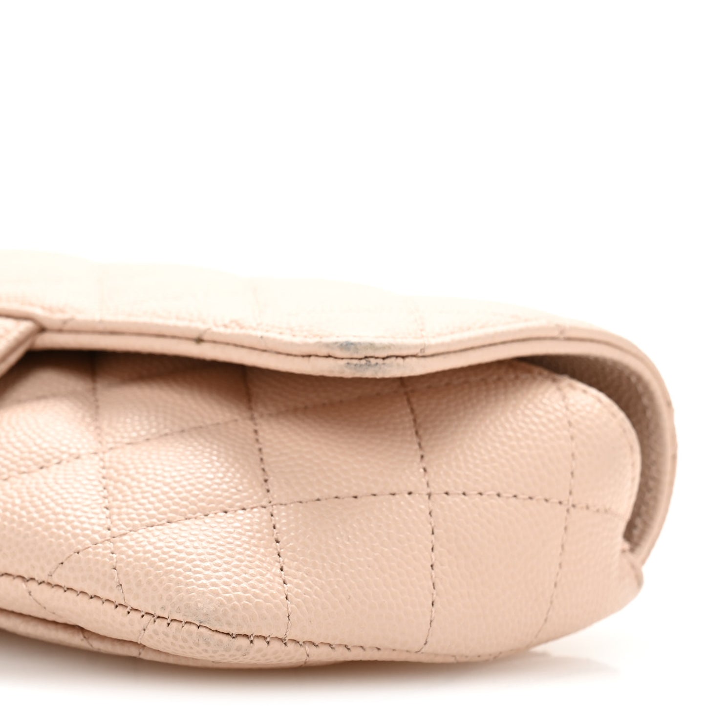 Caviar Quilted Glasses Case With Chain Beige