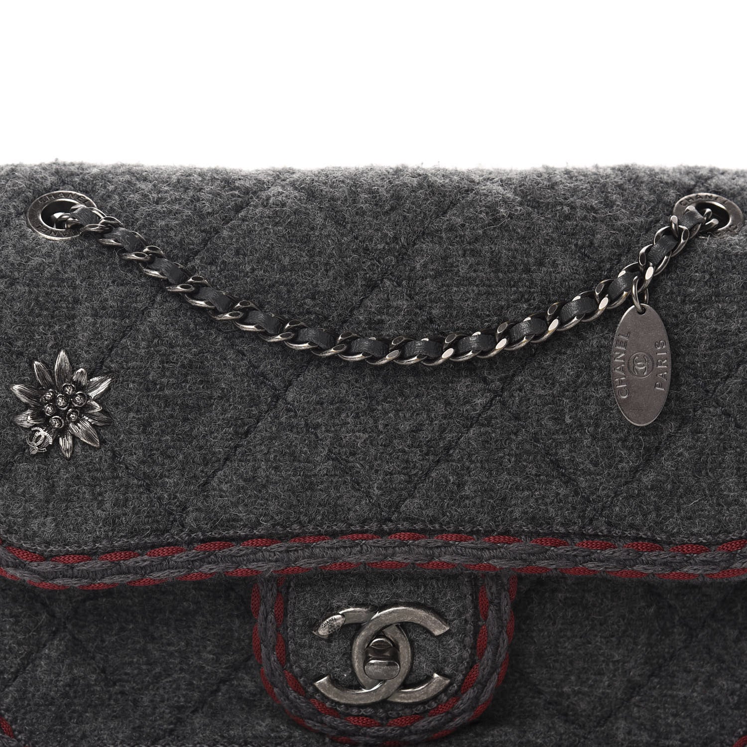 Chanel Wool Quilted Mini Edelweiss Single Flap Grey 11 of 11