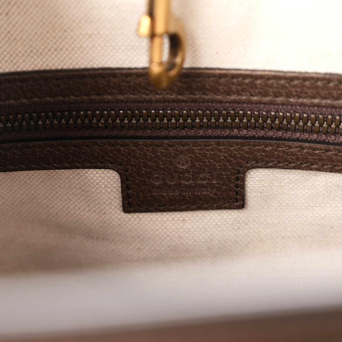 GG Supreme Monogram Web Textured Dollar Calfskin Medium Ophidia Tote Brown