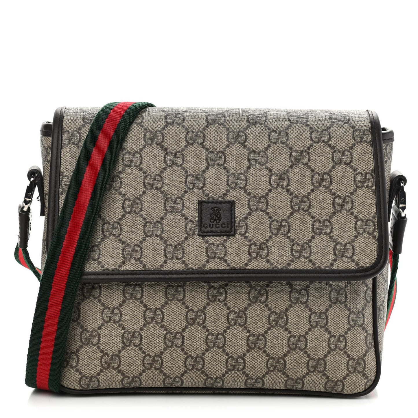 GG Supreme Monogram Web Childrens Crossbody Bag Beige Black