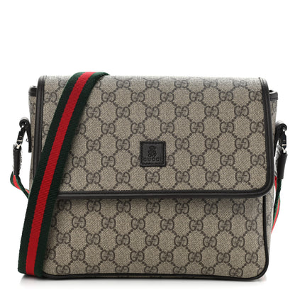Gucci GG Supreme Monogram Web Childrens Crossbody Bag Beige Black 1 of 10