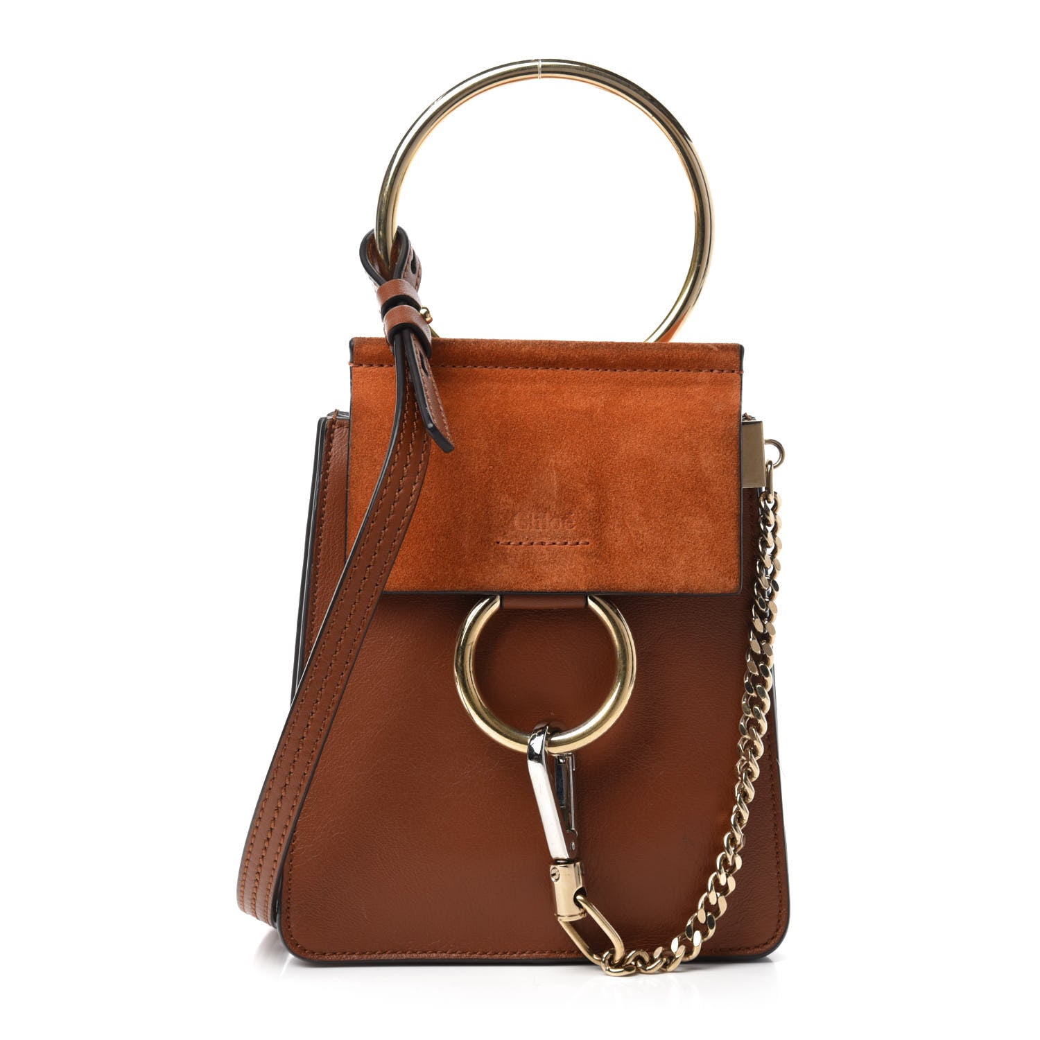 Chloe Suede Calfskin Mini Faye Bracelet Bag Tobacco 1 of 11