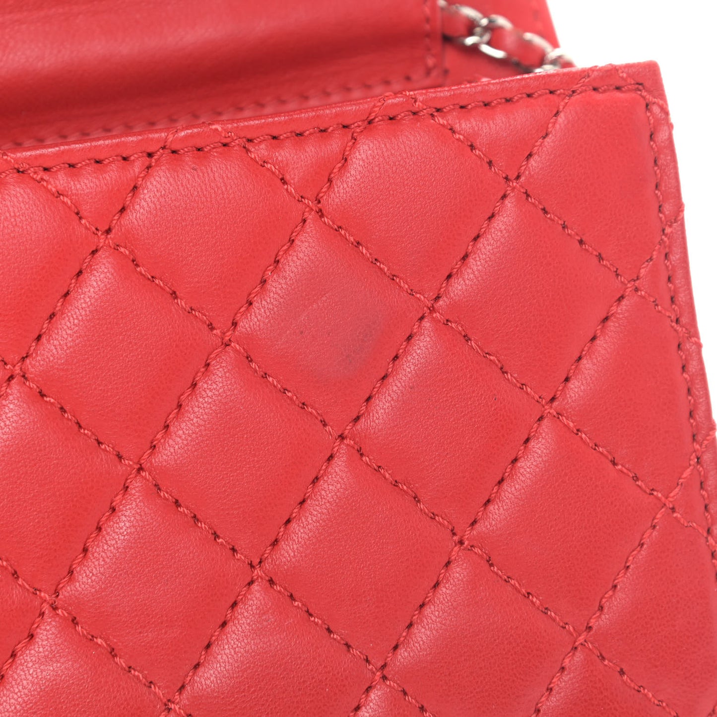 Lambskin Quilted Chain Clutch Flap Red