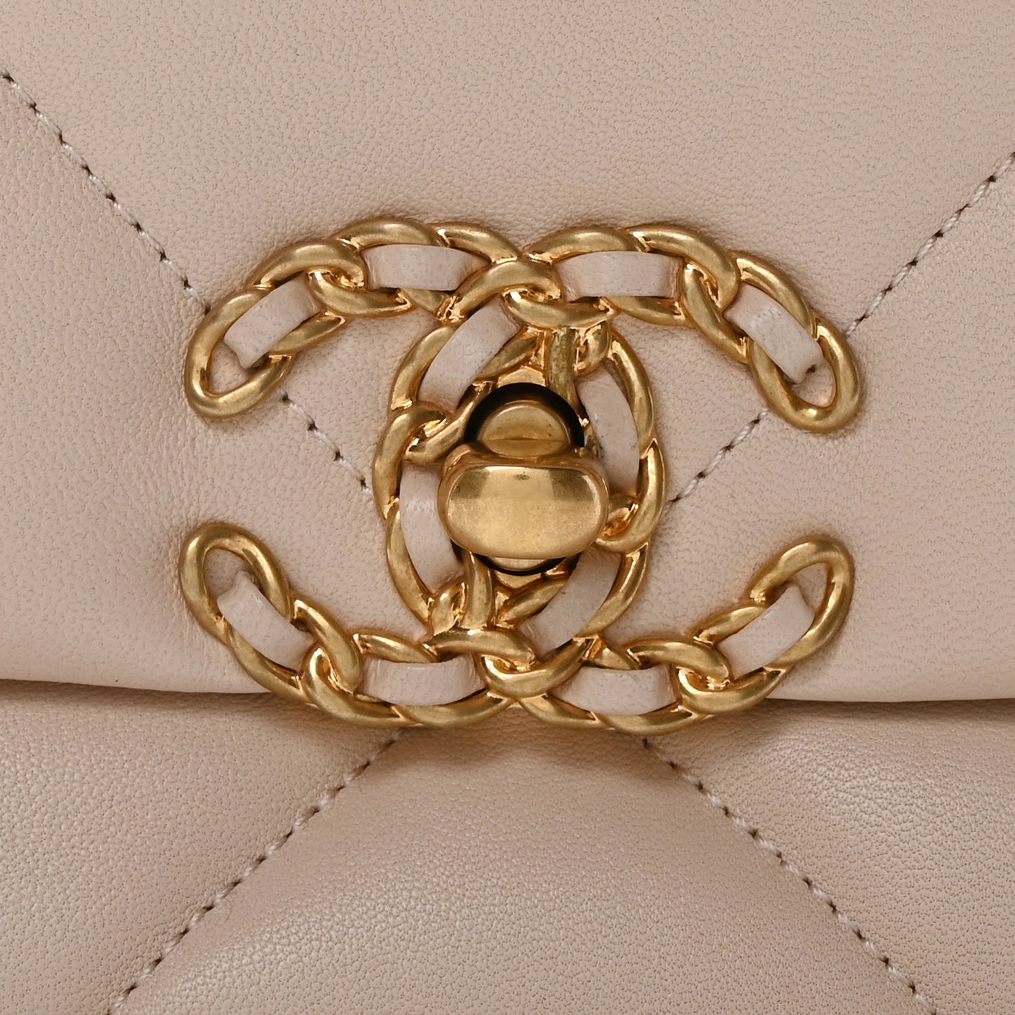 Lambskin Quilted Medium Chanel 19 Flap Light Beige