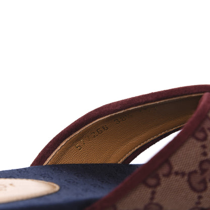 Gucci Canvas GG Monogram Womens Criss Cross Slide Sandals 38.5 Sahara Rubino Chardonnay 8 of 9
