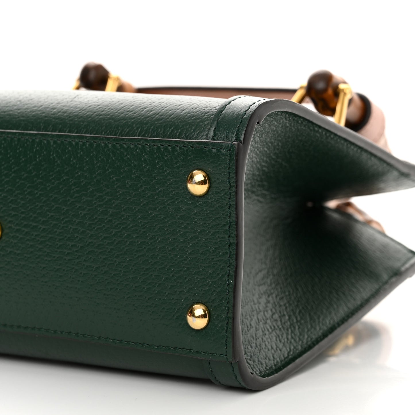 Textured Dollar Calfskin Mini Diana Tote Bag Vintage Green Pink