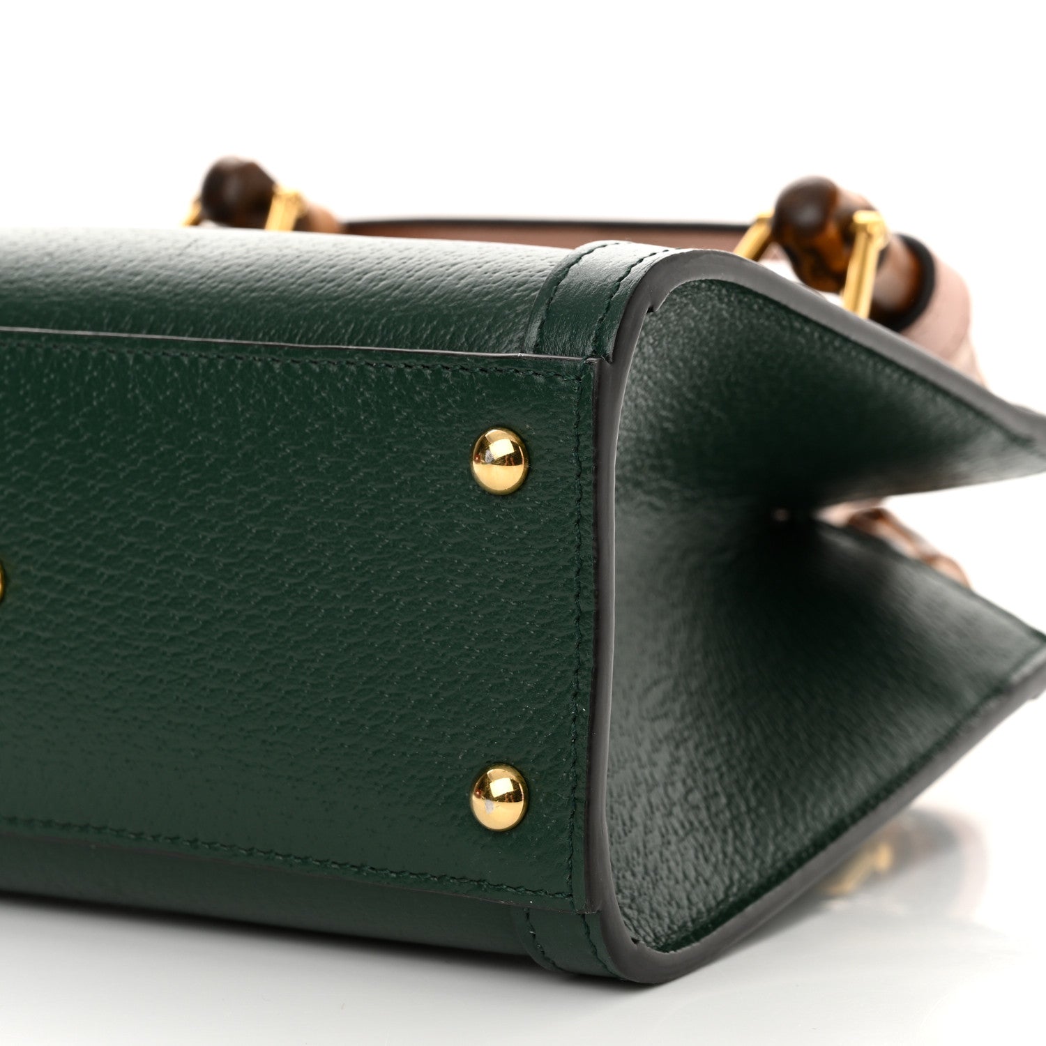 Gucci Textured Dollar Calfskin Mini Diana Tote Bag Vintage Green Pink 10 of 17