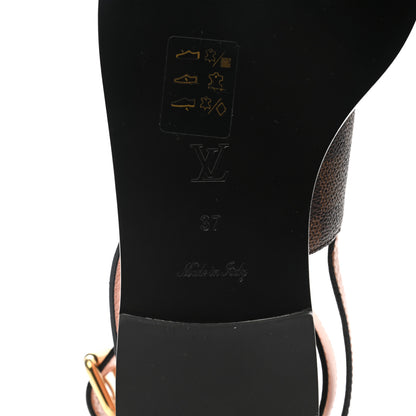 Louis Vuitton Calfskin Damier Ebene Passenger Flat Sandals 37 Venus Pink 6 of 9