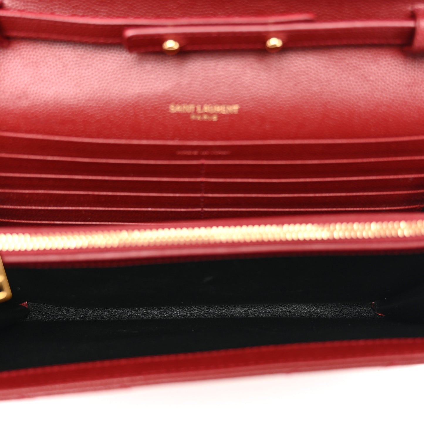Grain De Poudre Matelasse Chevron Monogram Chain Wallet Opyum Red