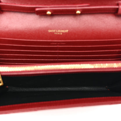 Saint Laurent Grain De Poudre Matelasse Chevron Monogram Chain Wallet Opyum Red 5 of 10