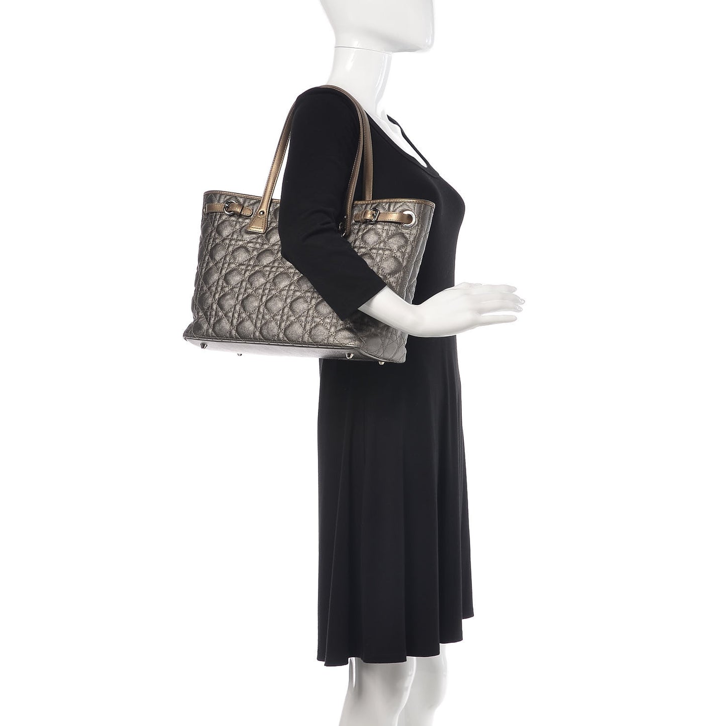 Coated Canvas Cannage Small Panarea Tote Grey