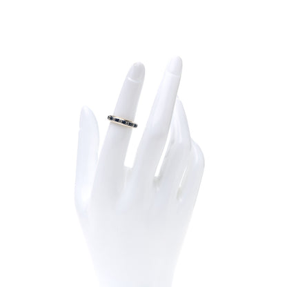 Tiffany 18K Yellow Gold Platinum Diamond Blue Sapphire 4mm Lucida Band Ring 49 5 2 of 5