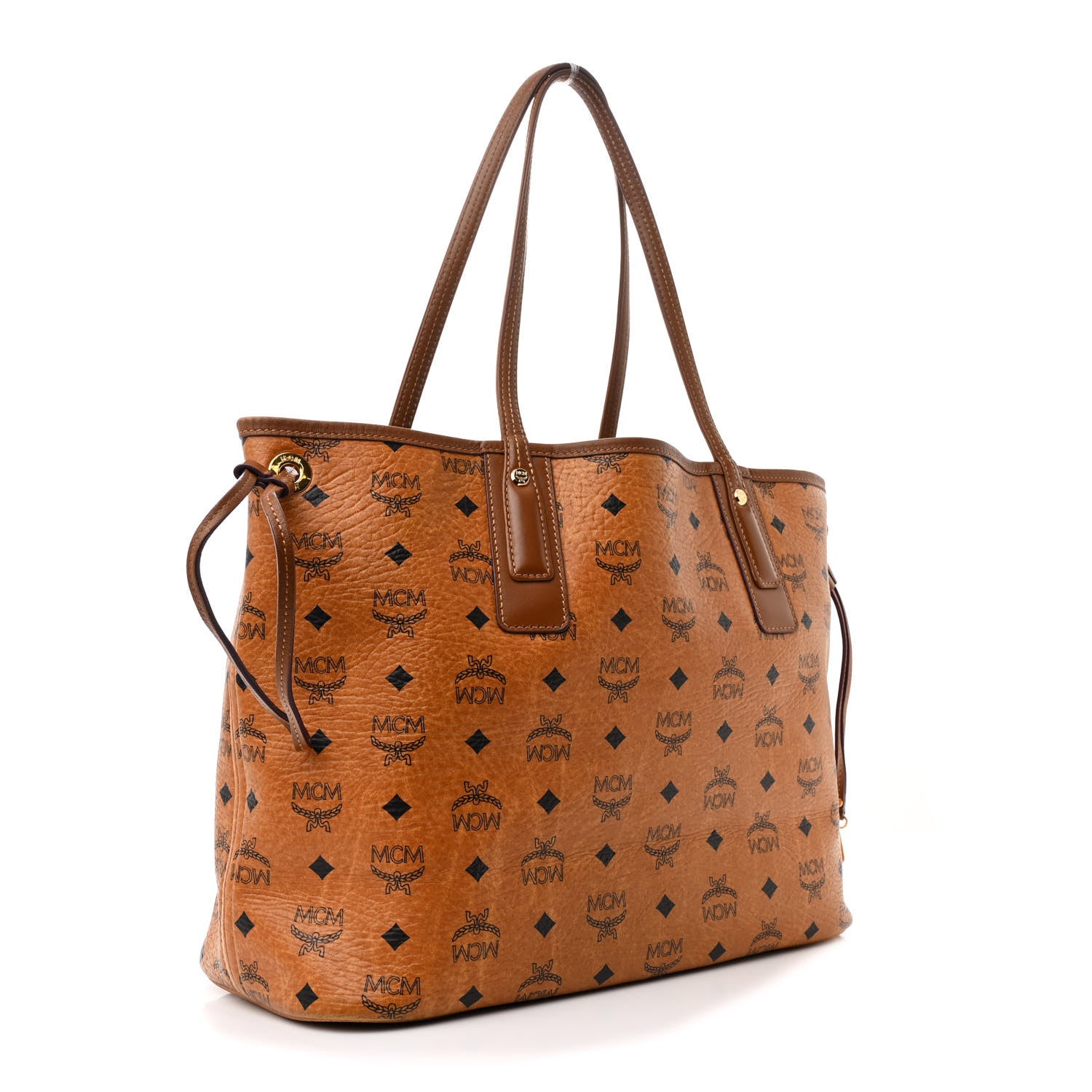MCM Visetos Medium Liz Reversible Shopper Tote Cognac 4 of 18