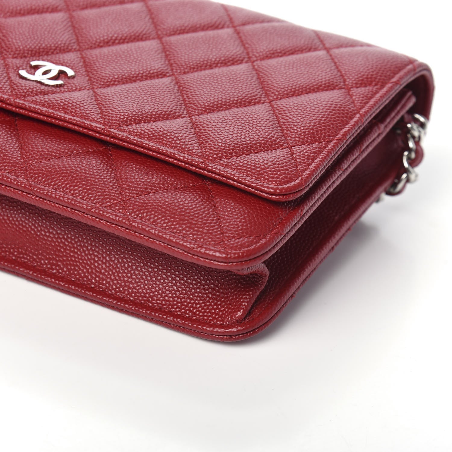 Chanel Caviar Quilted Wallet on Chain WOC Red 9 of 9