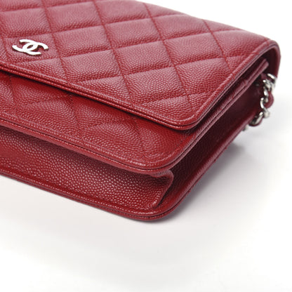 Chanel Caviar Quilted Wallet on Chain WOC Red 9 of 9