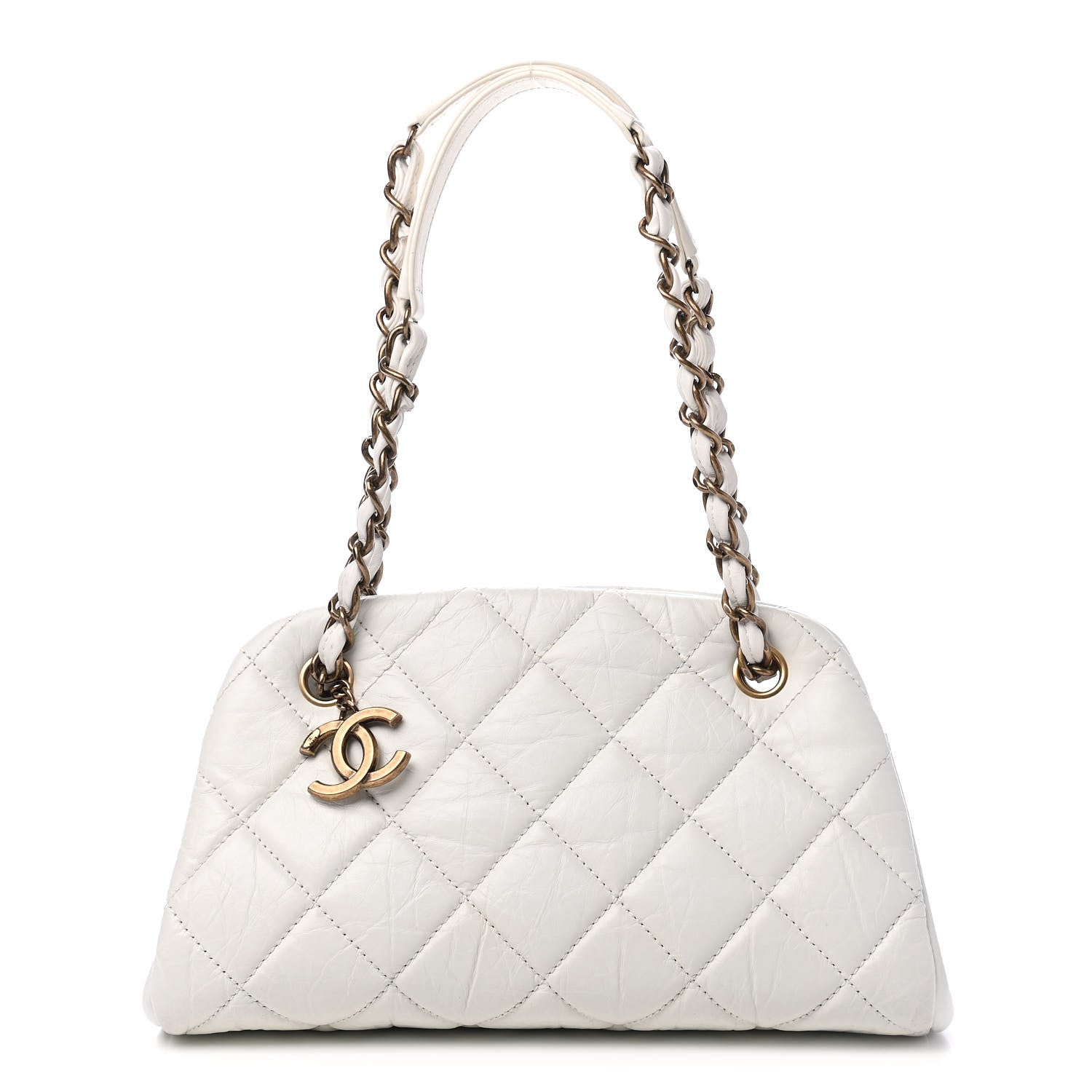 Chanel Aged Calfskin Small Just Mademoiselle Bowling Bag White 1 of 10