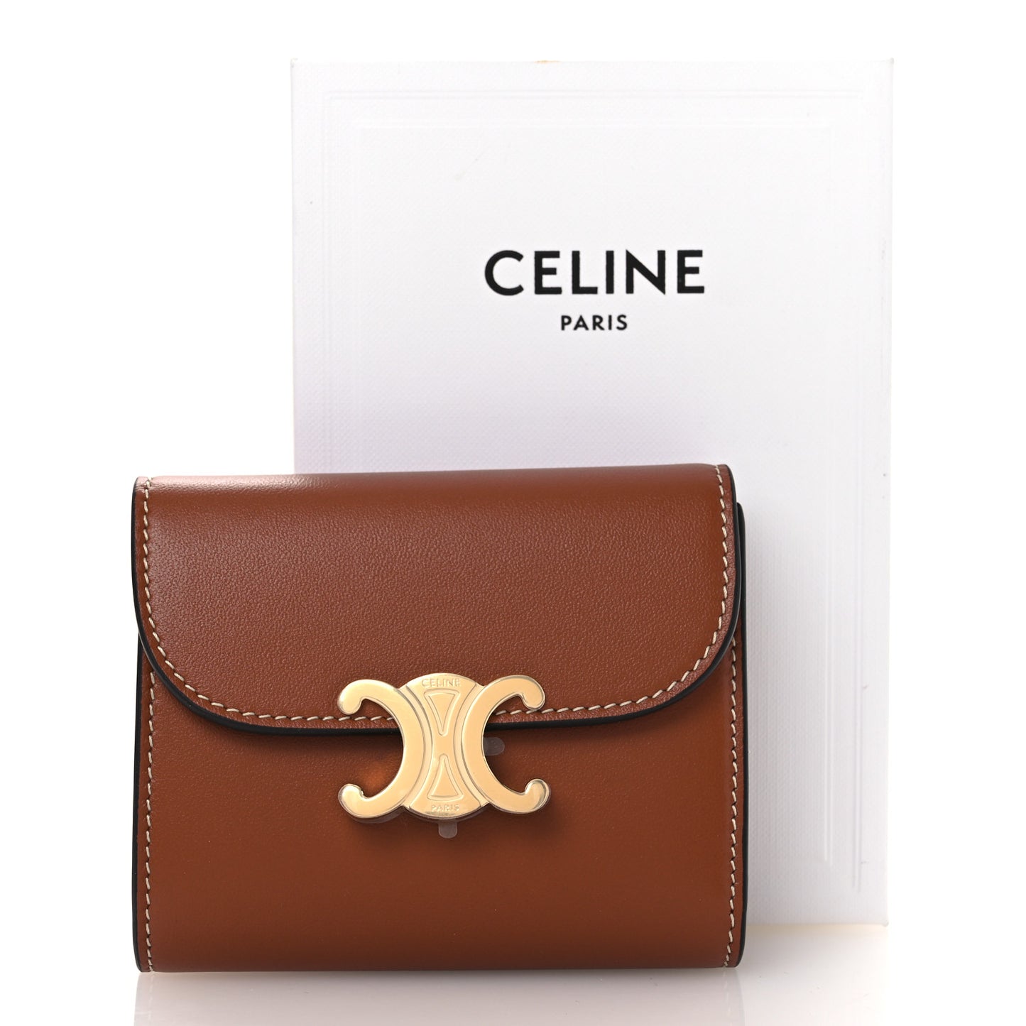 Shiny Smooth Lambskin Small Triomphe Wallet Tan