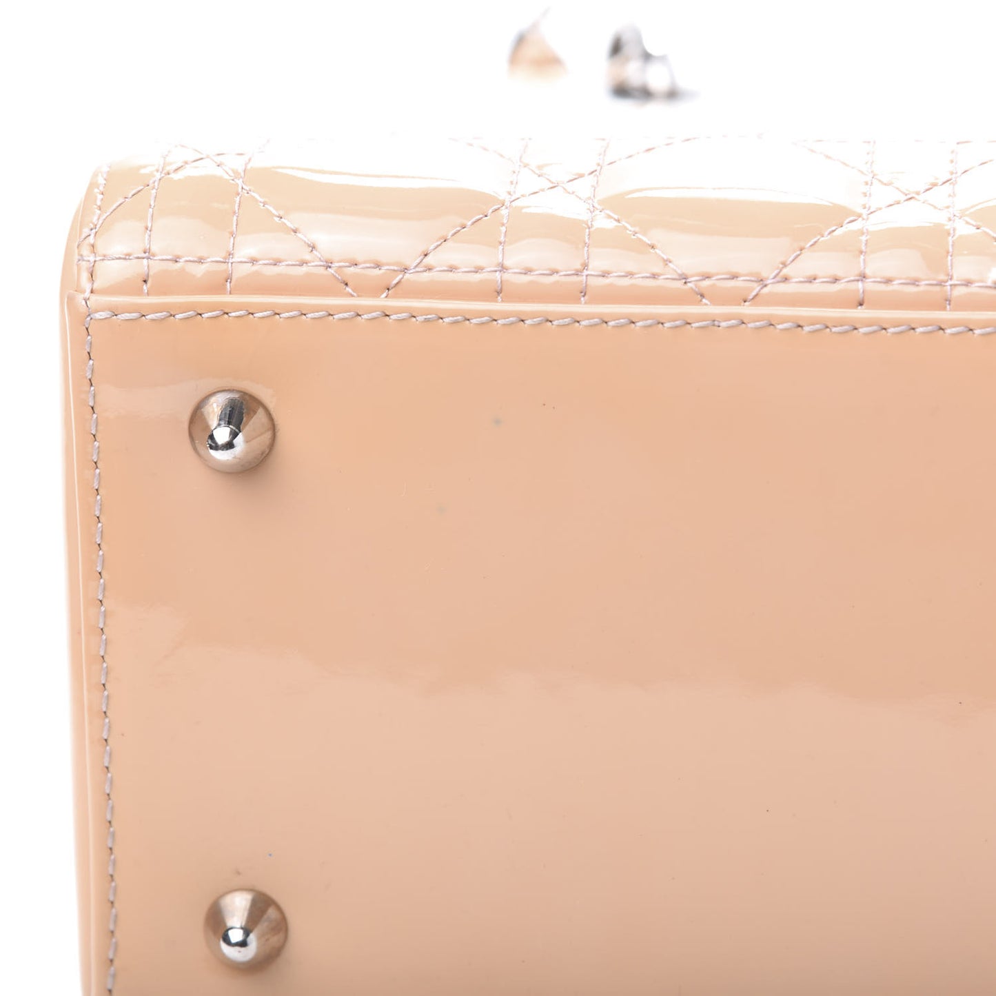 Patent Cannage Medium Lady Dior Beige