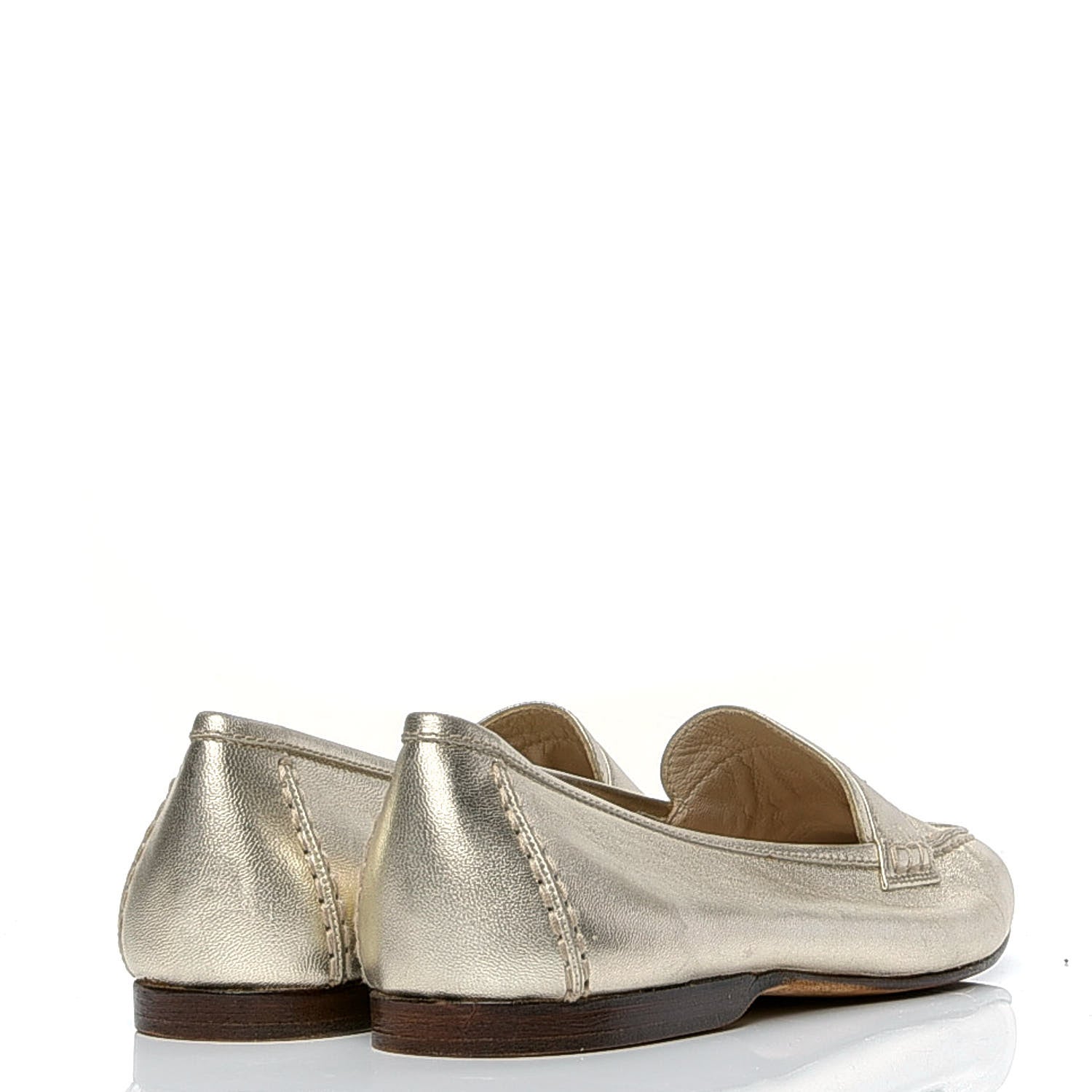 Chanel Metallic Lambskin CC Mocassin Loafers 38 Silver 3 of 7
