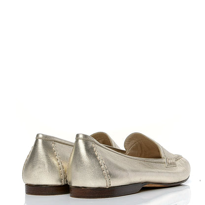 Chanel Metallic Lambskin CC Mocassin Loafers 38 Silver 3 of 7