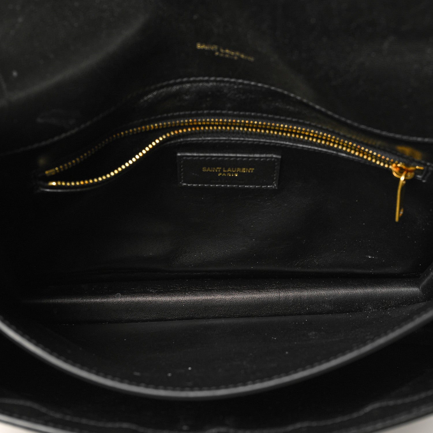 Saint Laurent Calfskin Crocodile Embossed Gaby Satchel Black 5 of 11