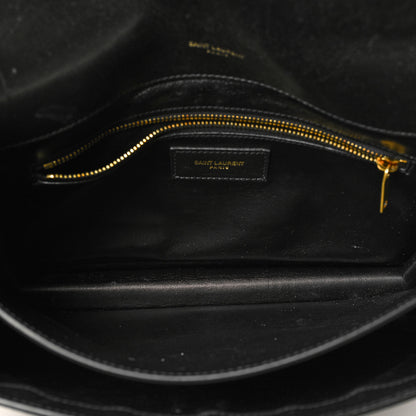 Saint Laurent Calfskin Crocodile Embossed Gaby Satchel Black 5 of 11