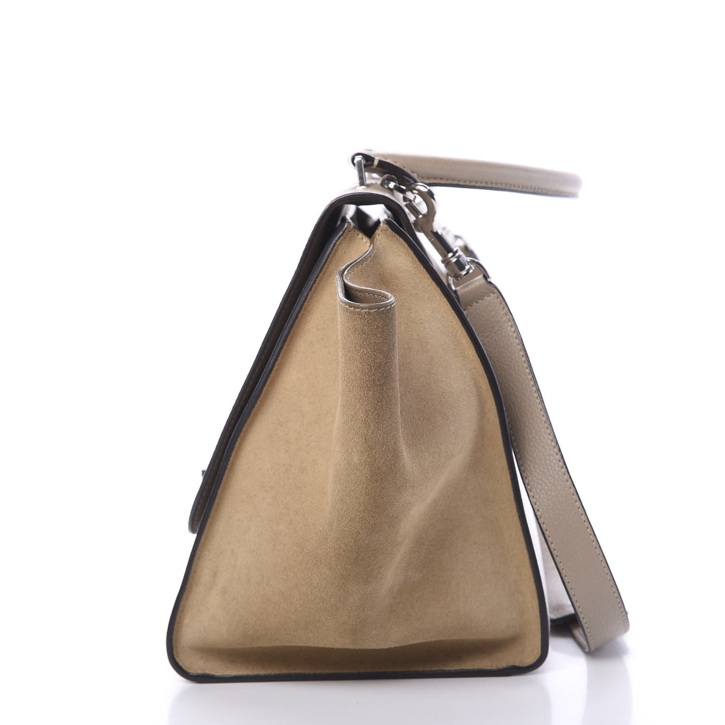 Drummed Calfskin Suede Medium Trapeze Dune