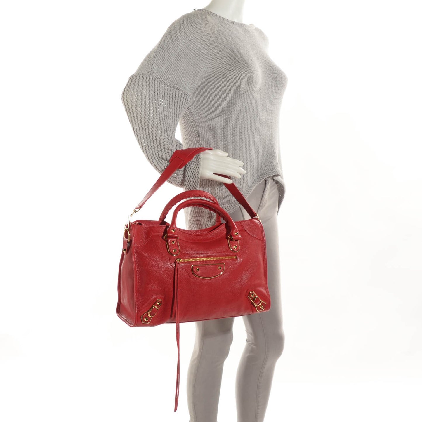 Chevre Gold Metallic Edge Hardware City Rouge Grenade