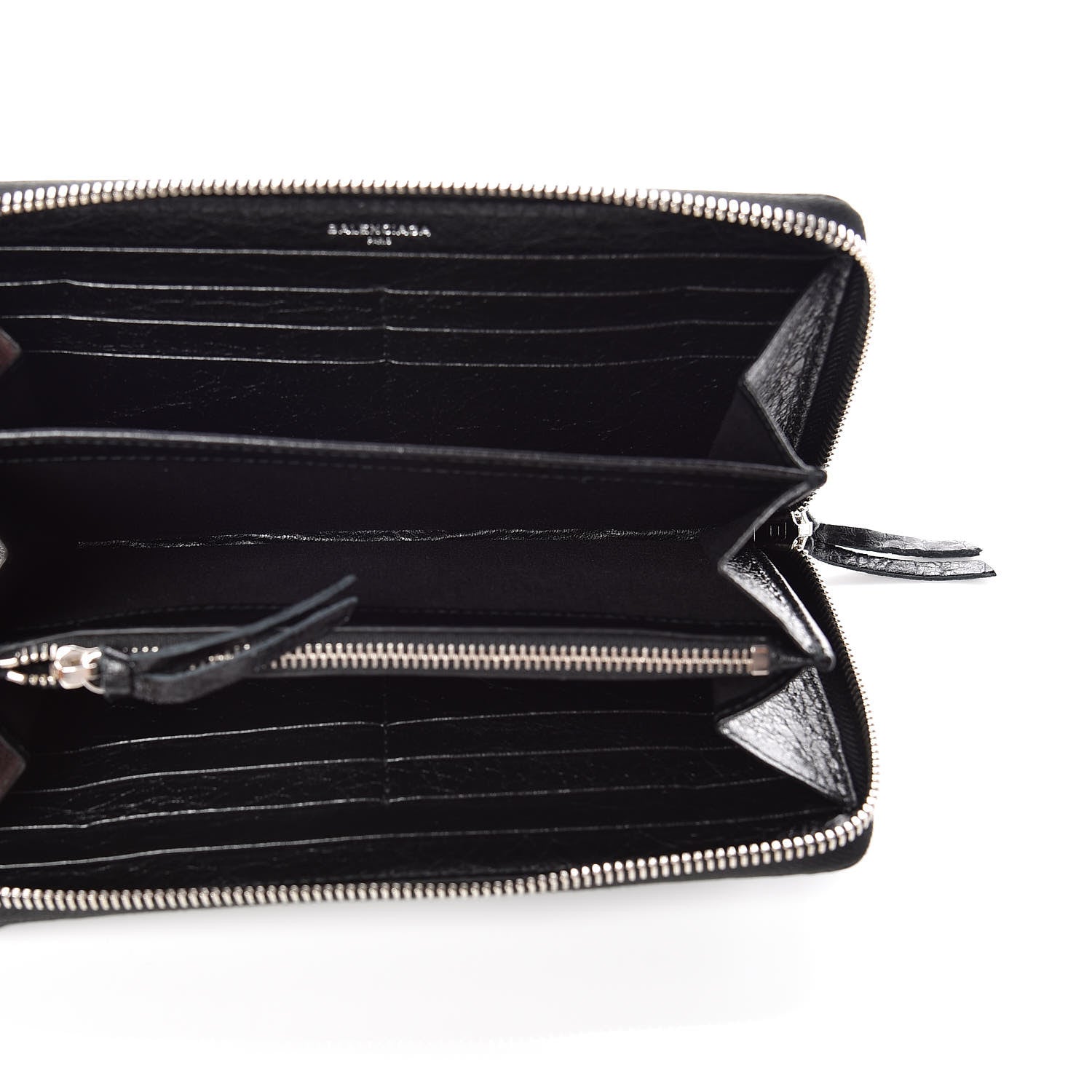 Balenciaga Agneau Classic Silver Hardware Continental Zip Around Wallet Black 5 of 8
