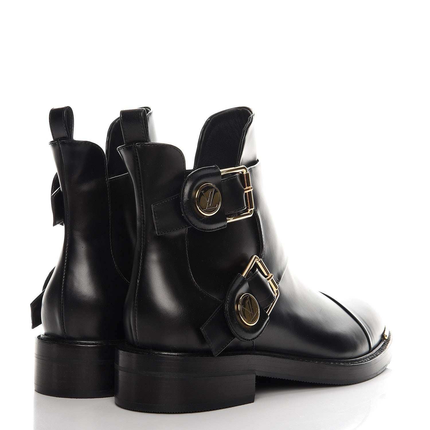 Louis Vuitton Calfskin Valley Flat Ankle Boots 37.5 Black 4 of 8