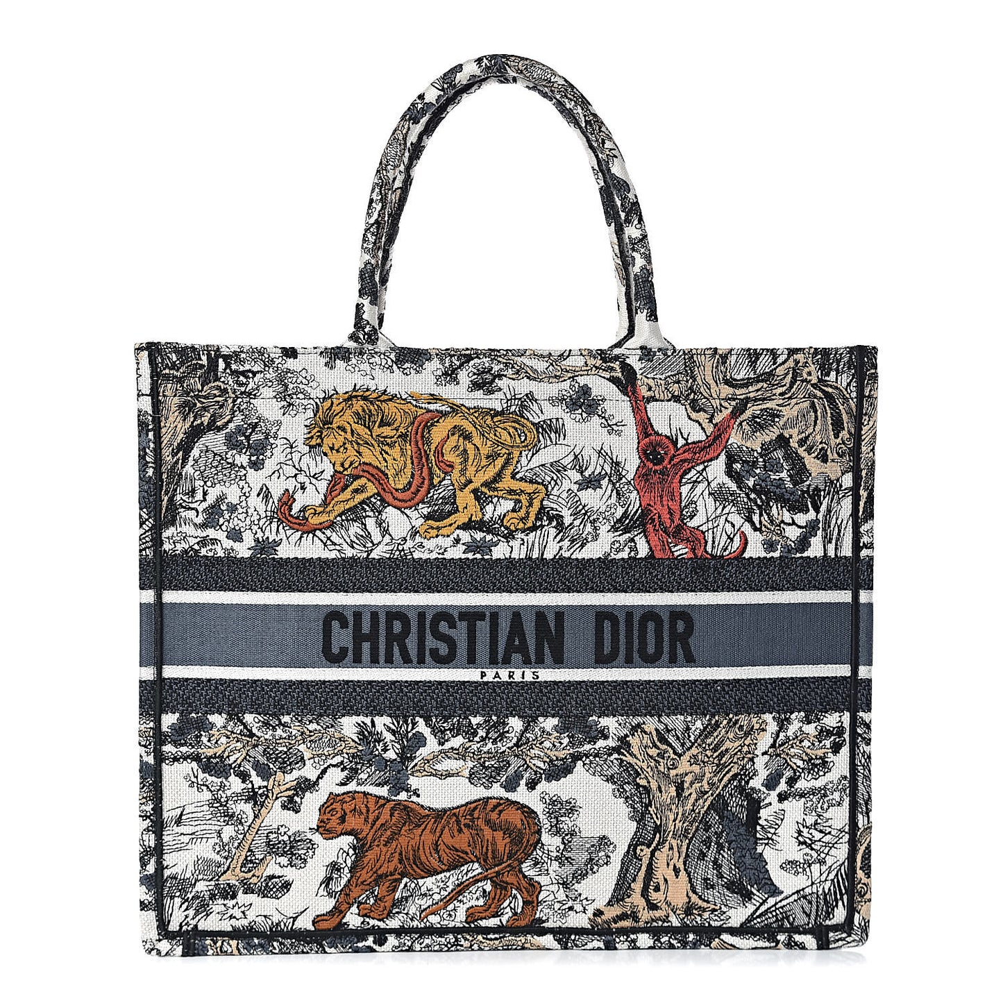 Canvas Embroidered Large Dioriviera Toile De Jouy Book Tote Multicolor