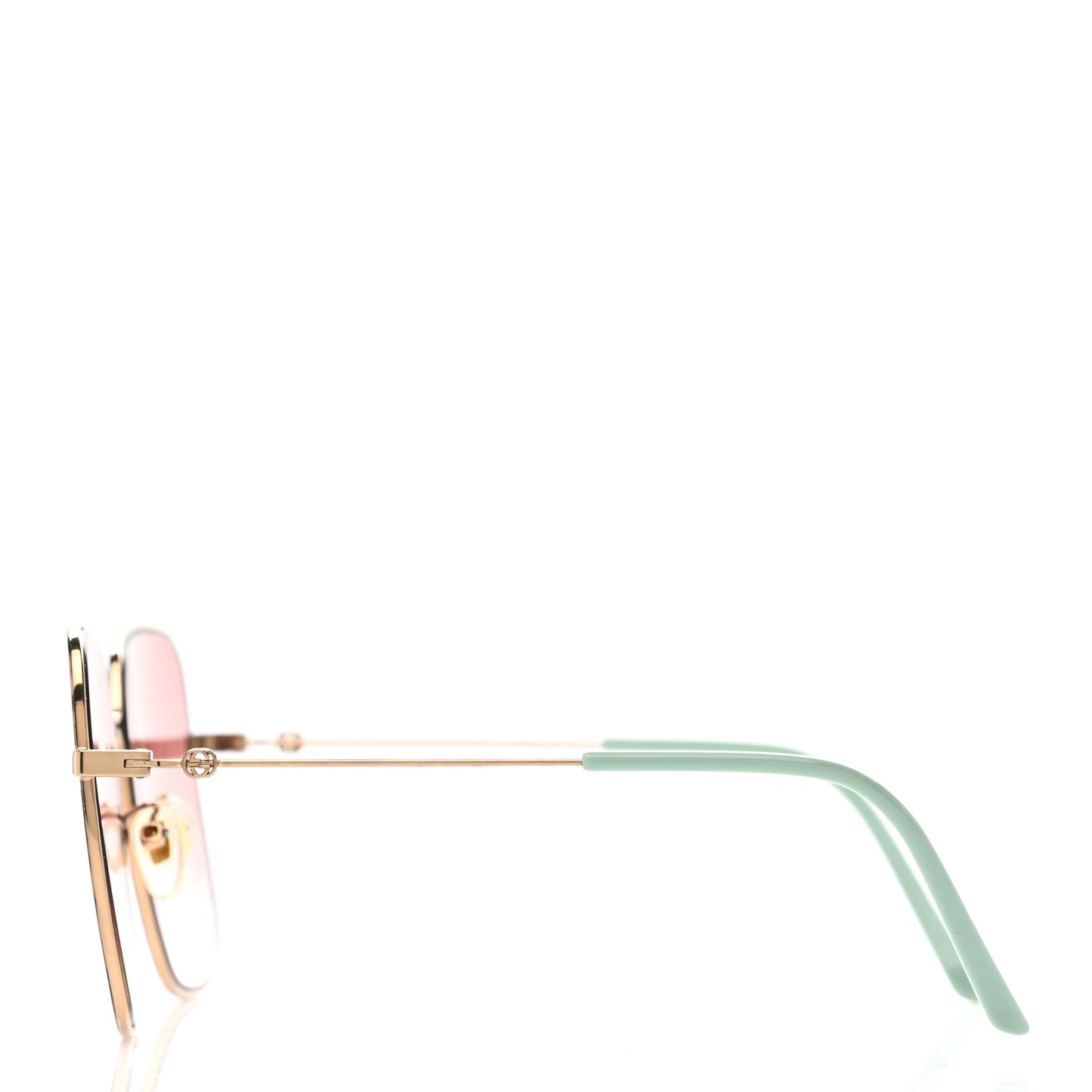 Metal Square Frame Sunglasses GG0443S Gold Pink