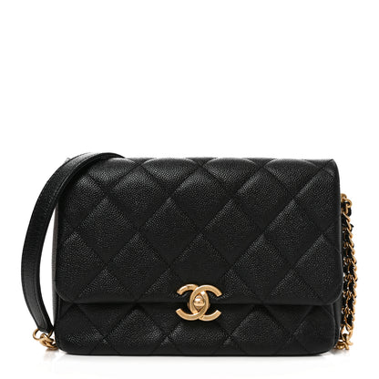 Chanel Shiny Caviar Quilted Small Chain Melody Flap Black 1 of 11