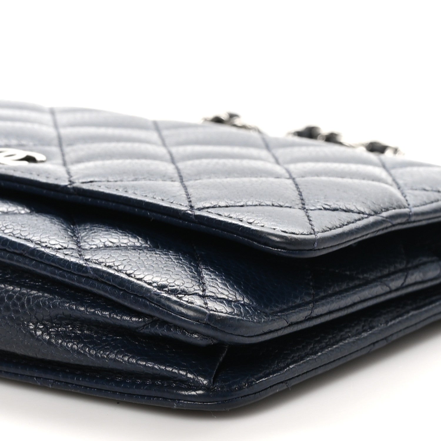Chanel Caviar Quilted Wallet on Chain WOC Navy Blue 12 of 13
