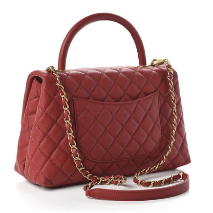 Chanel Caviar Quilted Small Coco Handle Flap Red 3 of 11