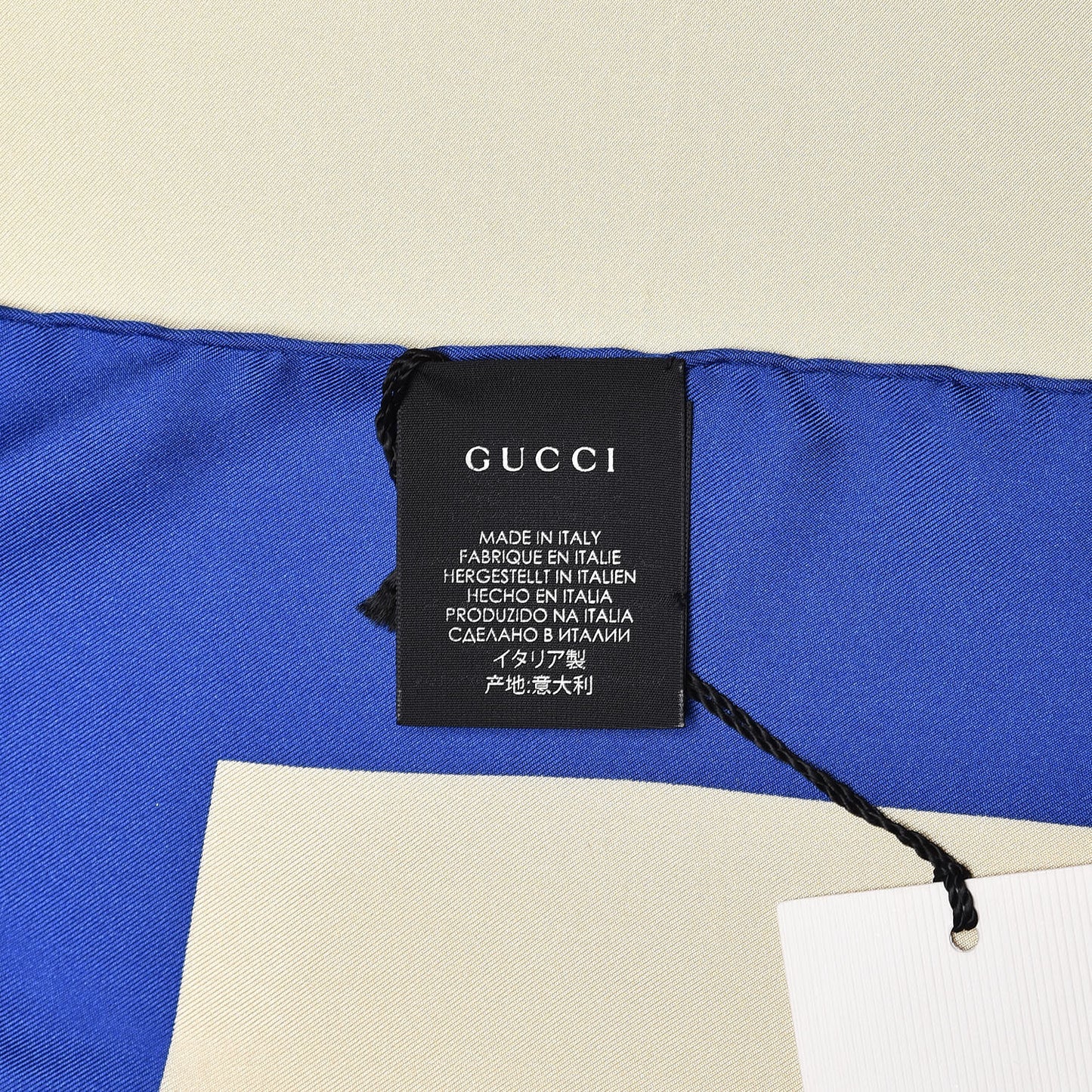 Silk Logo Square Scarf Ivory Blue