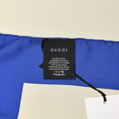 Gucci Silk Logo Square Scarf Ivory Blue 4 of 6