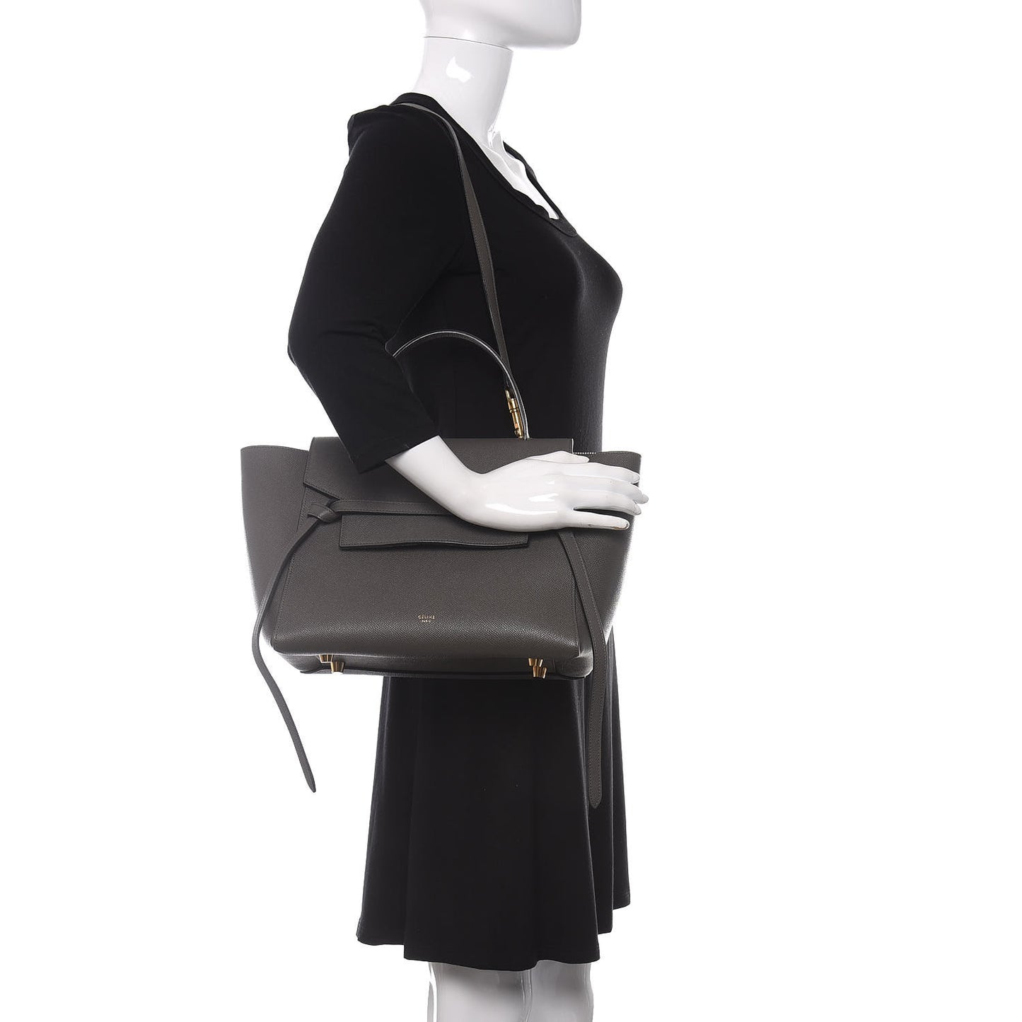 Grained Calfskin Mini Belt Bag Grey
