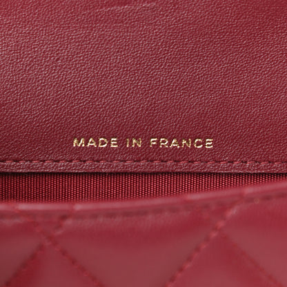 Chanel Lambskin Quilted Top Handle Flap Coin Purse With Chain Burgundy 6 of 12