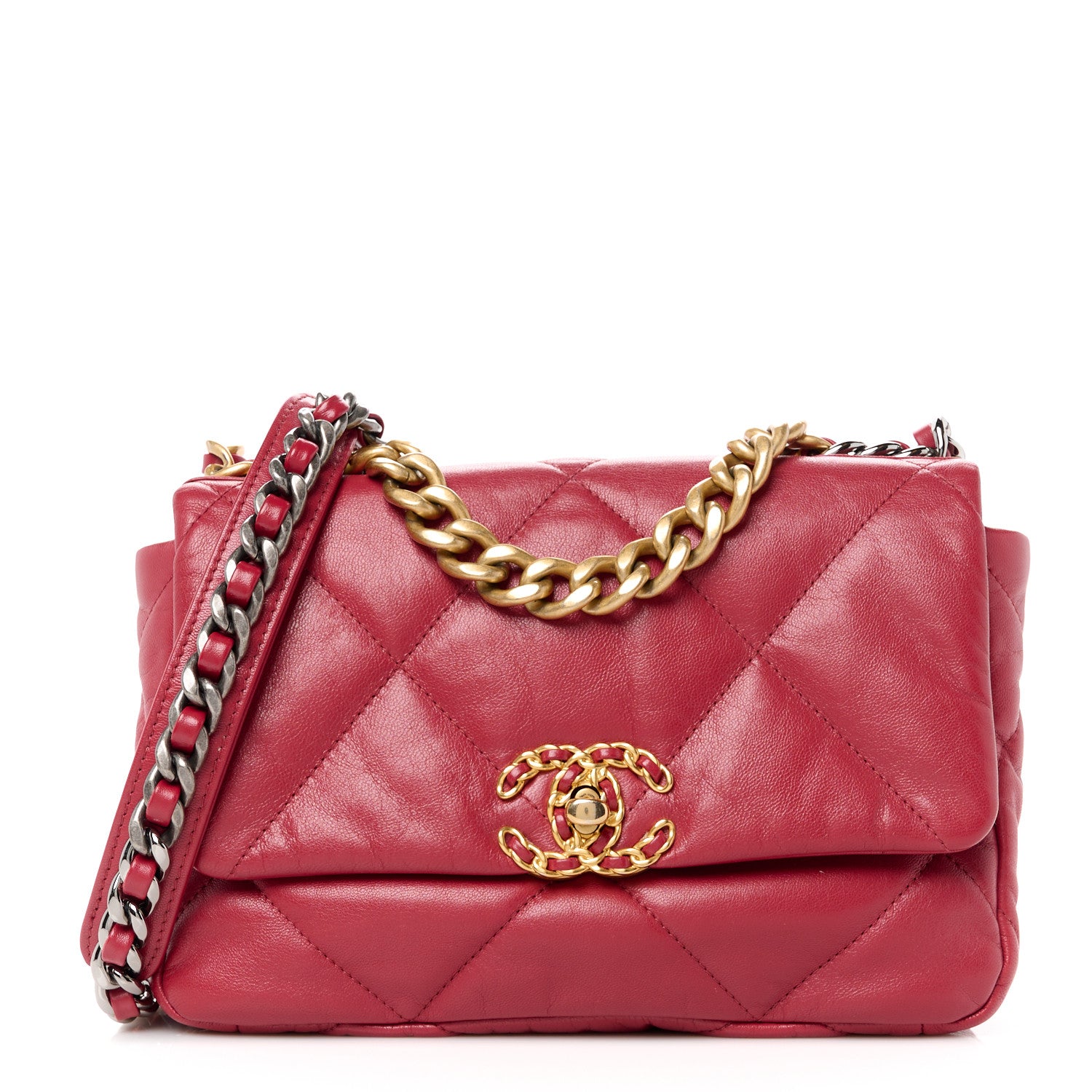 Chanel Goatskin Quilted Medium Chanel 19 Flap Red 1 of 10