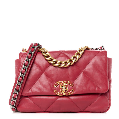 Chanel Goatskin Quilted Medium Chanel 19 Flap Red 1 of 10