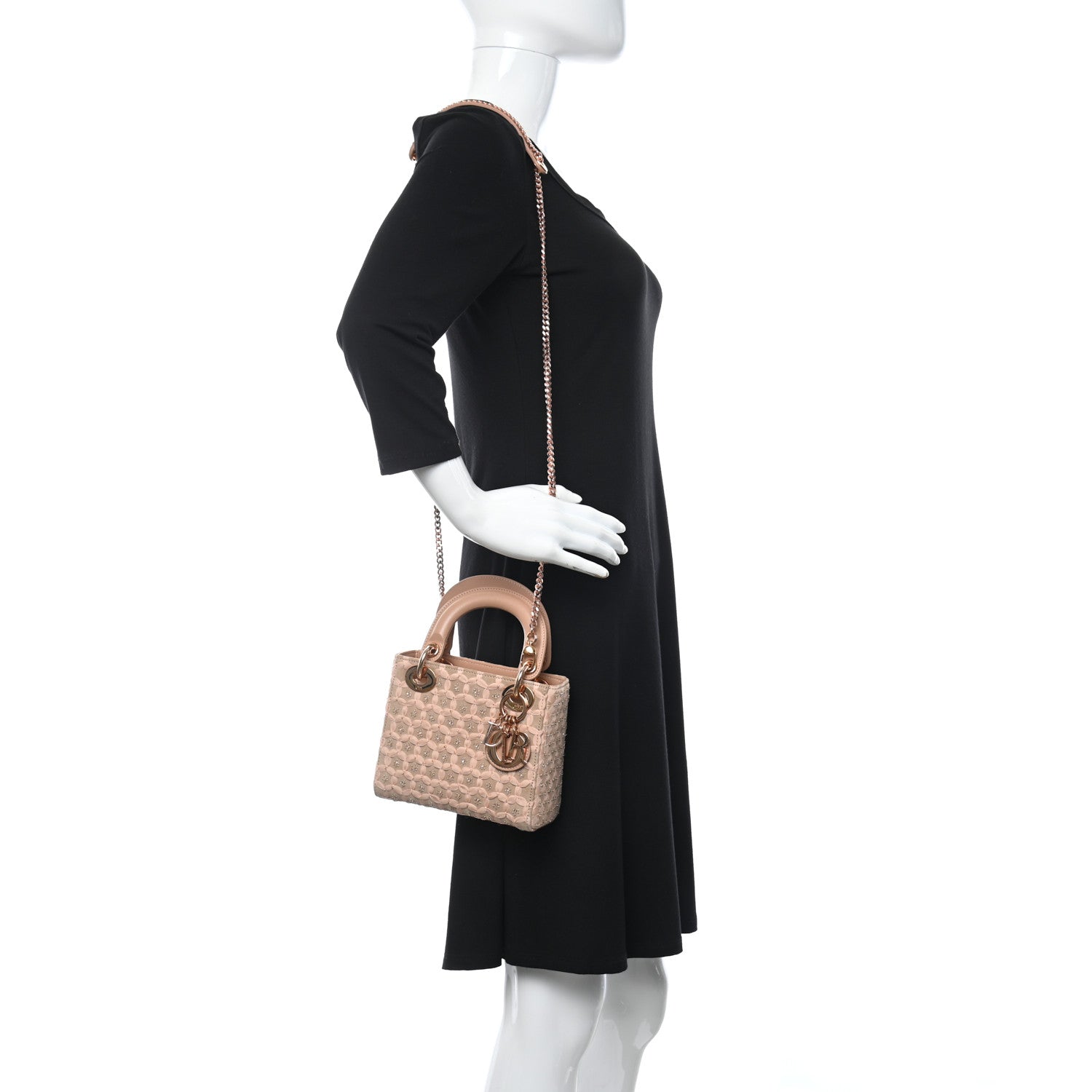 Christian Dior Suede Beaded Ribbon Mini Lady Dior Beige 2 of 9