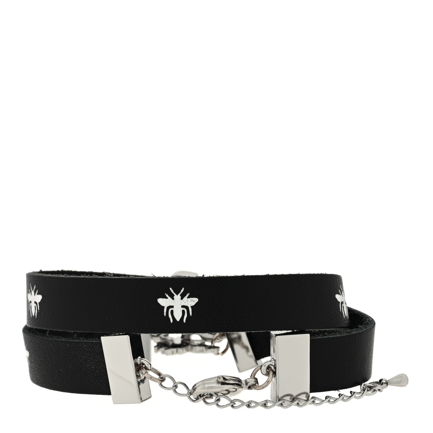 Christian Dior Calfskin Dior Bee Double Bracelet Black 3 of 4