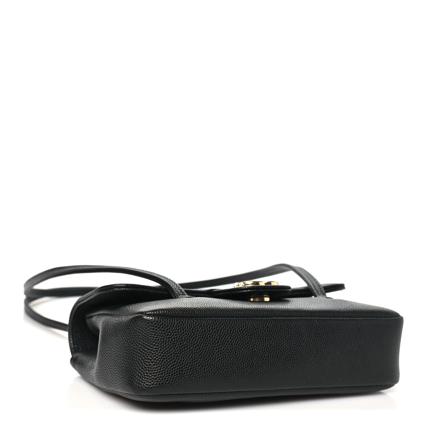 Shiny Caviar Mini Preppy Coco Shoulder Bag Black