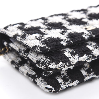 Chanel Tweed Quilted Wallet On Chain WOC Black Ecru White 8 of 10