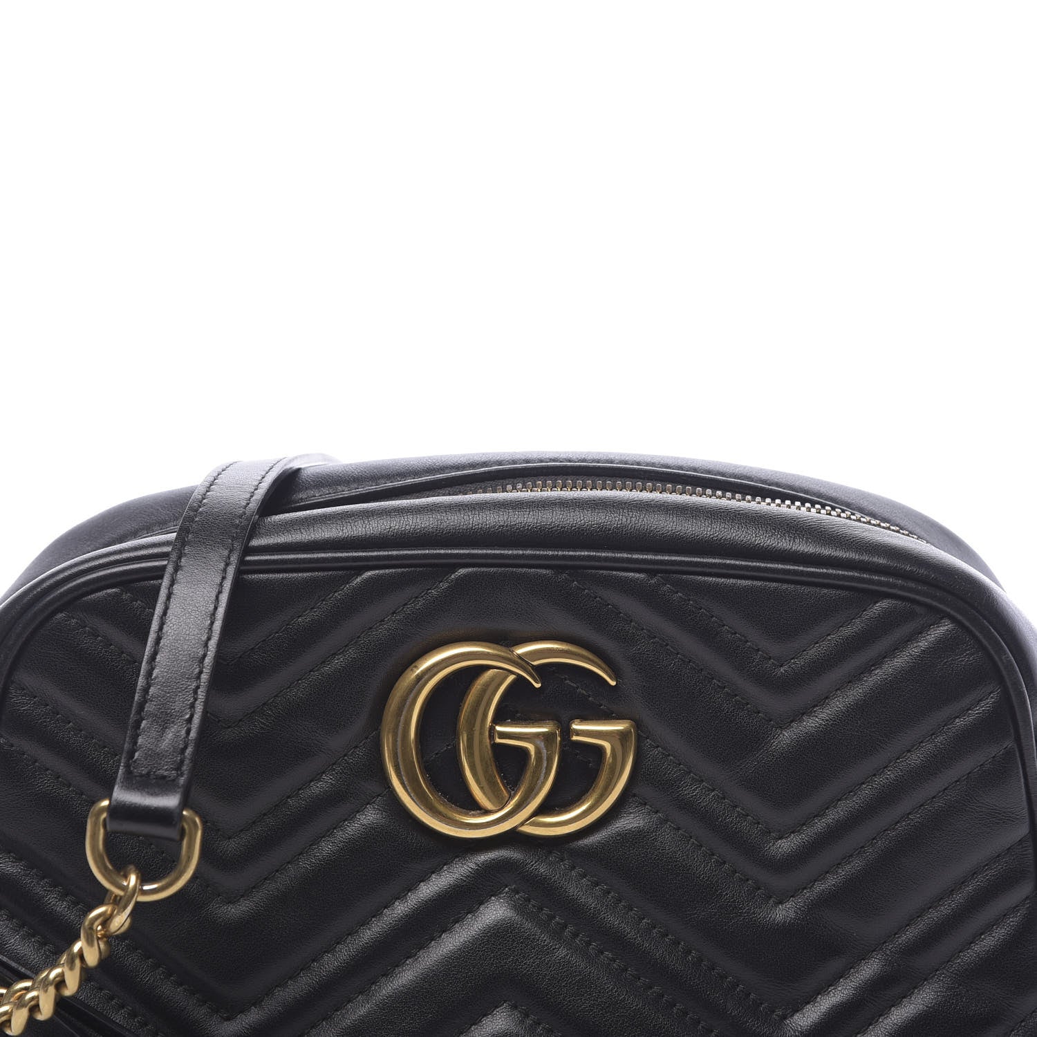 Gucci Calfskin Matelasse Small GG Marmont Chain Shoulder Bag Black 11 of 14