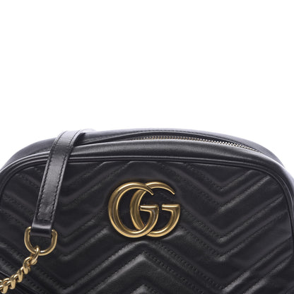 Gucci Calfskin Matelasse Small GG Marmont Chain Shoulder Bag Black 11 of 14