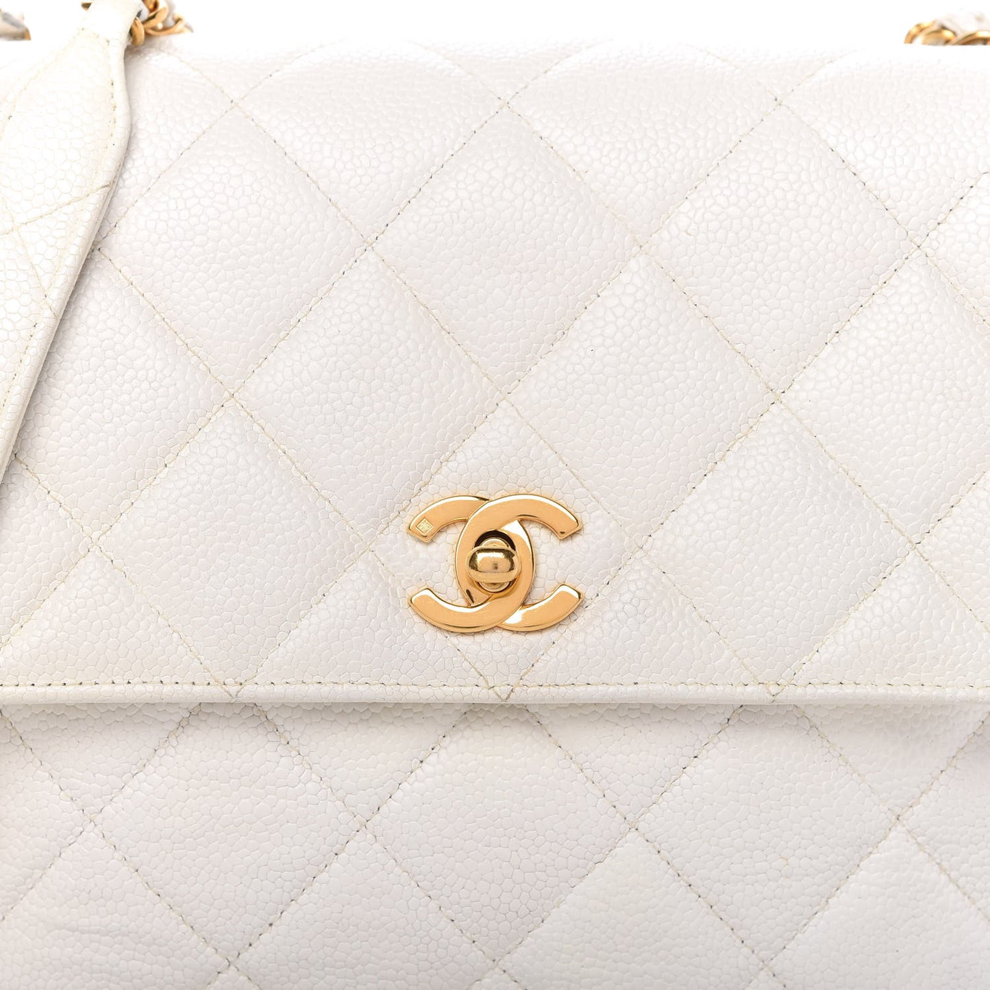 Caviar Quilted Small Flap White